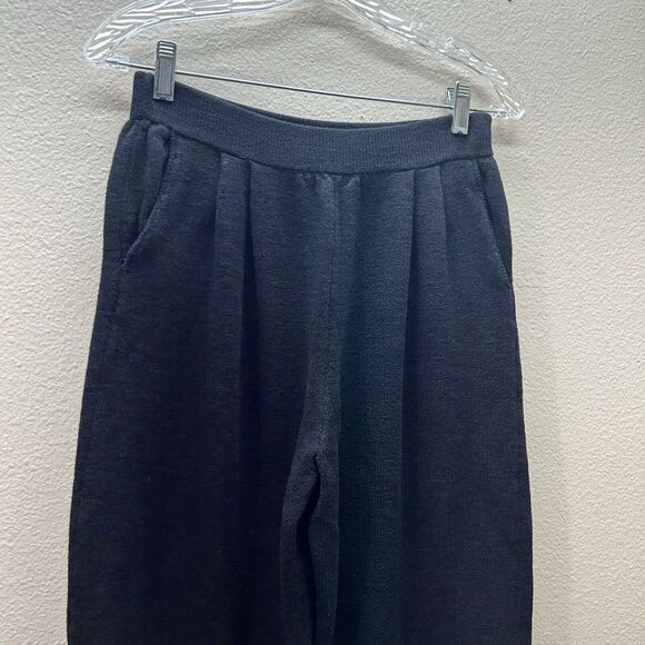 St John Black Santana Knit Pants Wide Leg Pull On Sz 4 Barrel Vintage Cropped - Picture 2 of 9